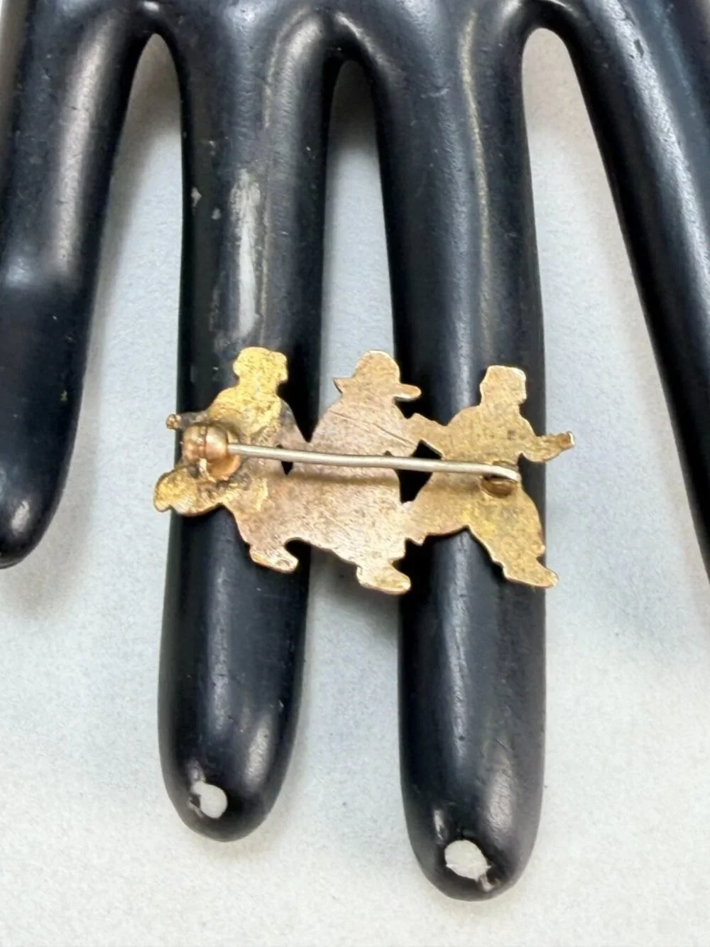 Vtg ANTIQUE Brooch Pin Dutch Dancers Enamel Gold tone Jewelry lot x